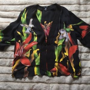 Simply Silk Bird of Paradise Open Silk Jacket